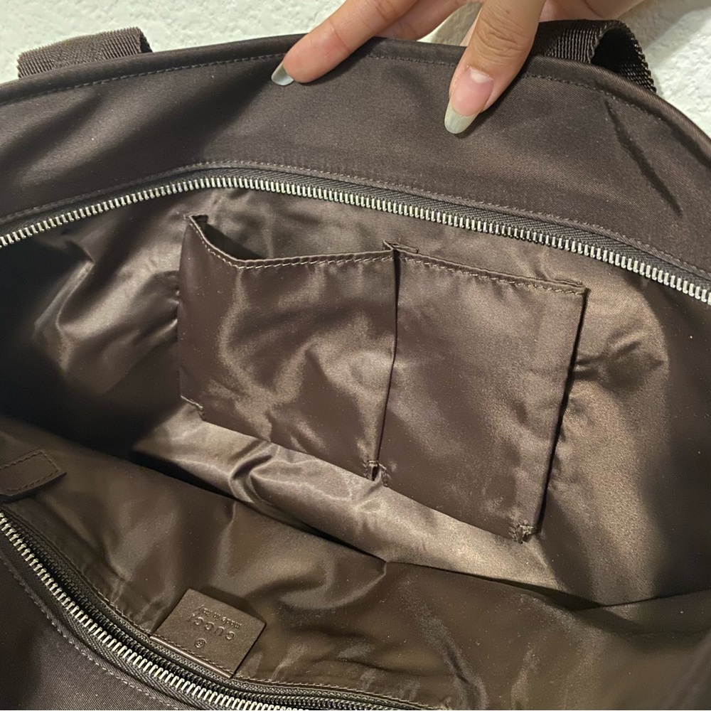 (NWOT) Gucci Brown Diamanté Nylon Shoulder Tote Bag - Picture 15 of 16